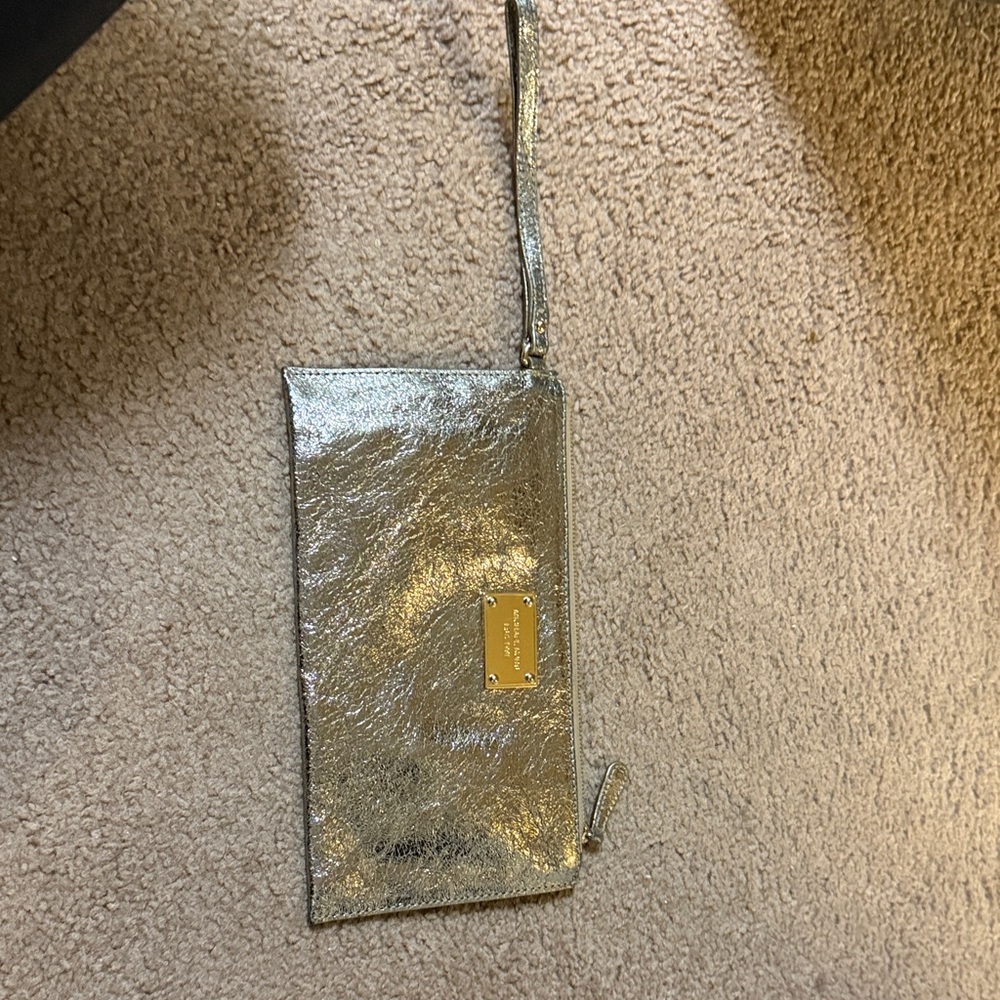 Michael Kors Gold Metallic Wristlet. Perfect for the holidays!